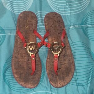 Michael Kors Red Sandals with Gold Accents